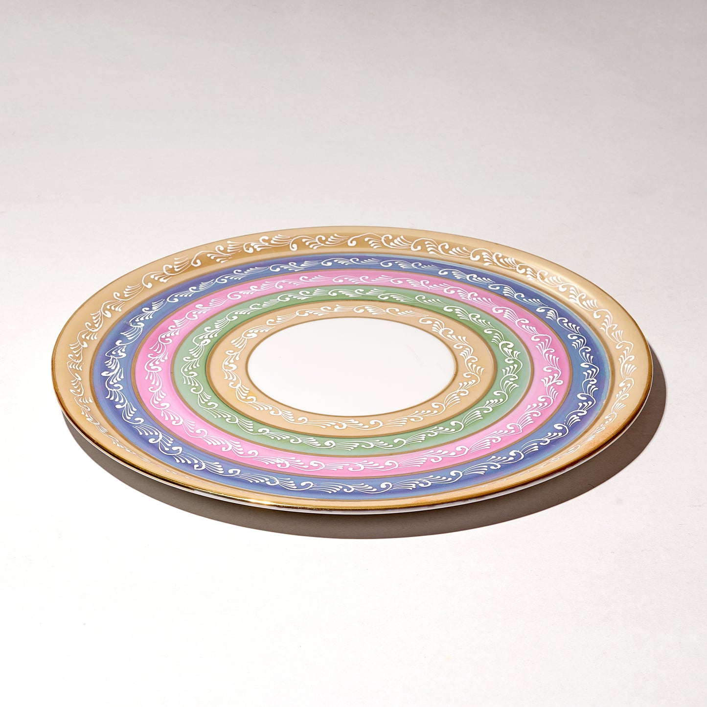 Round Tray, Orange Serving Tray with Handles, Modern Decorative Tray for Coffee Table, porcelain Ottoman Tray for coffee and tea