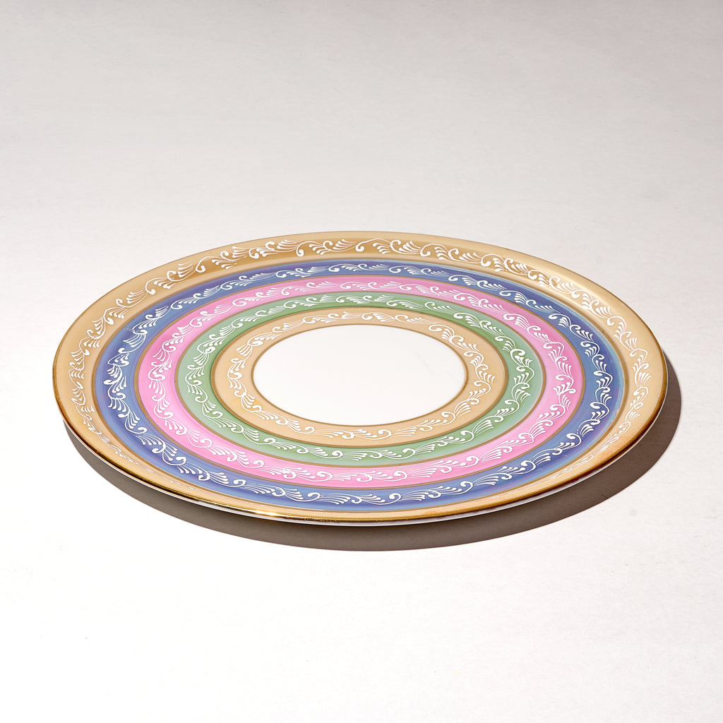 Round Tray, Orange Serving Tray with Handles, Modern Decorative Tray for Coffee Table, porcelain Ottoman Tray for coffee and tea