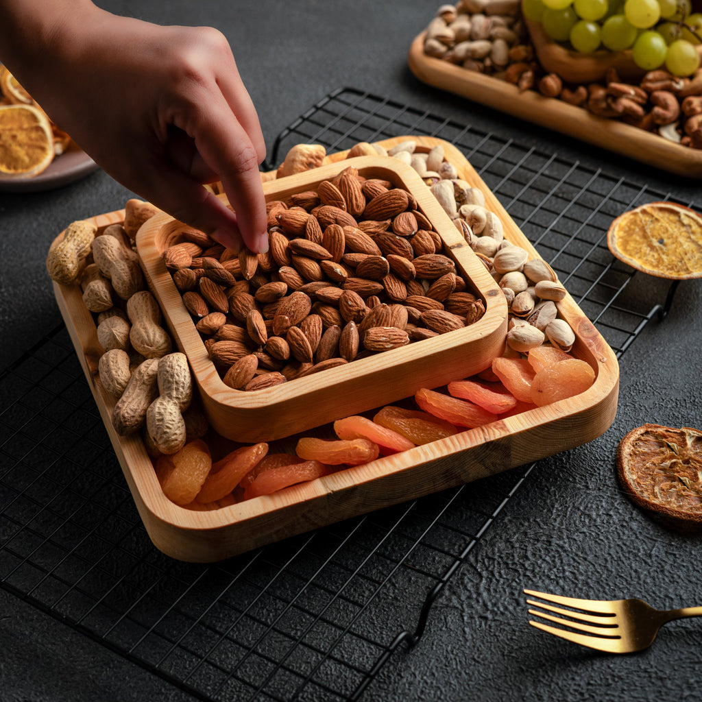 Hijazah Pistachio Snack Bowl Double Dish Holder Bowl Pedestal and Sunflower Seed Nut Bowl with Shell Storage