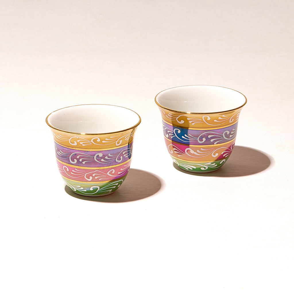 Espresso Turkish Arabica Coffee Cup Assorted Arabic colors max Coffee Cups Handcrafted Arabian Egyptian Turkish Coffee Cups set of 6