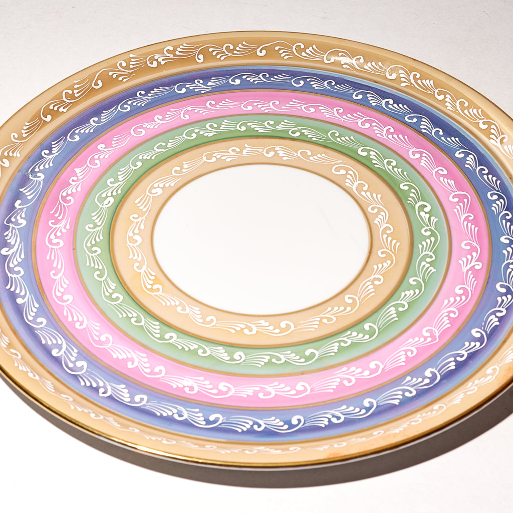 Round Tray, Orange Serving Tray with Handles, Modern Decorative Tray for Coffee Table, porcelain Ottoman Tray for coffee and tea