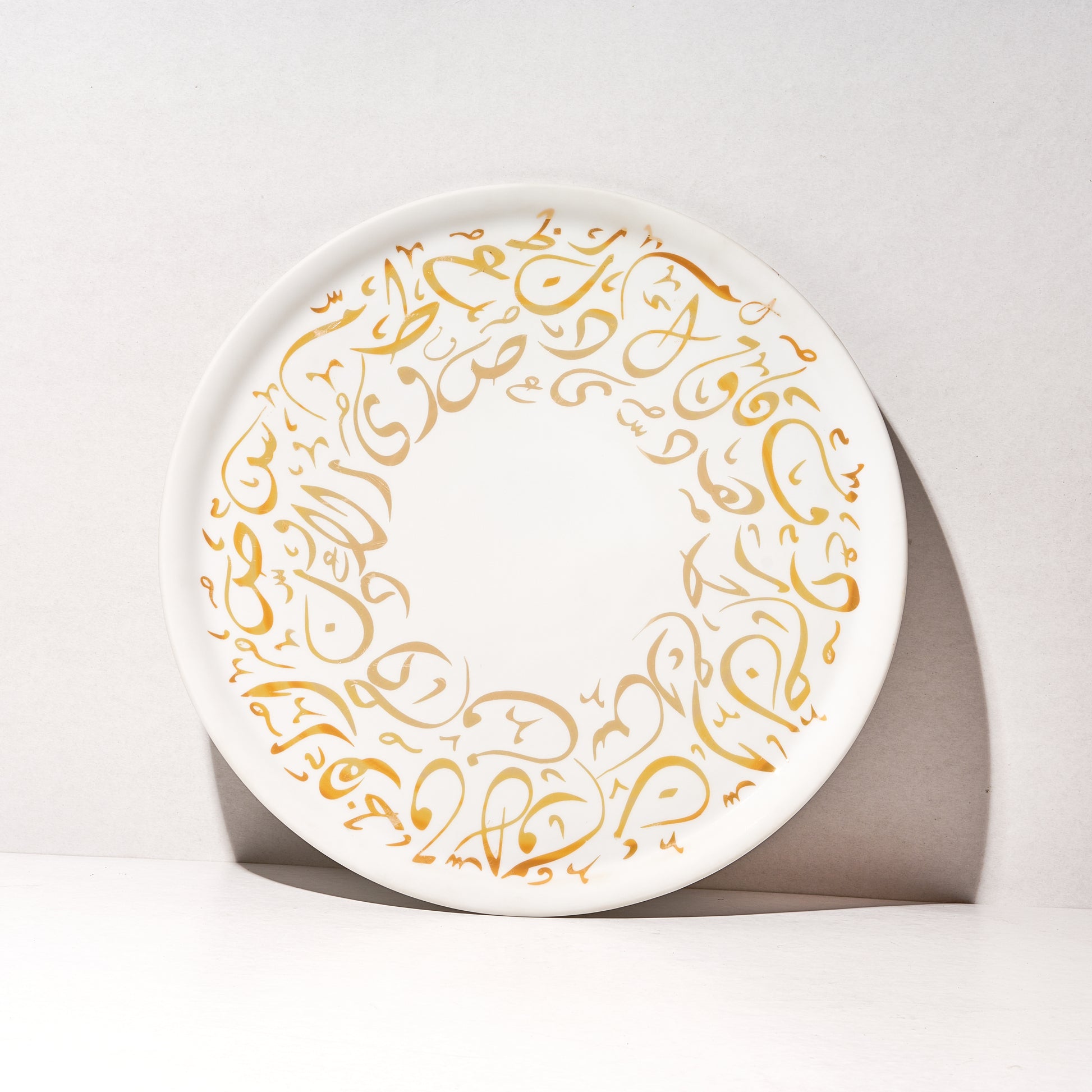 Round Tray, Orange Serving Tray with Handles, Modern Decorative Tray for Coffee Table, porcelain Ottoman Tray for coffee and tea