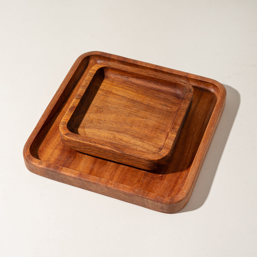 handmade Wooden pistachio snack Bowl double Dish Holder Nut Bowl Pedestal