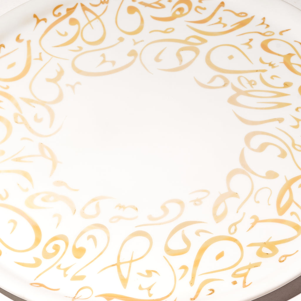 Round Tray, Orange Serving Tray with Handles, Modern Decorative Tray for Coffee Table, porcelain Ottoman Tray for coffee and tea