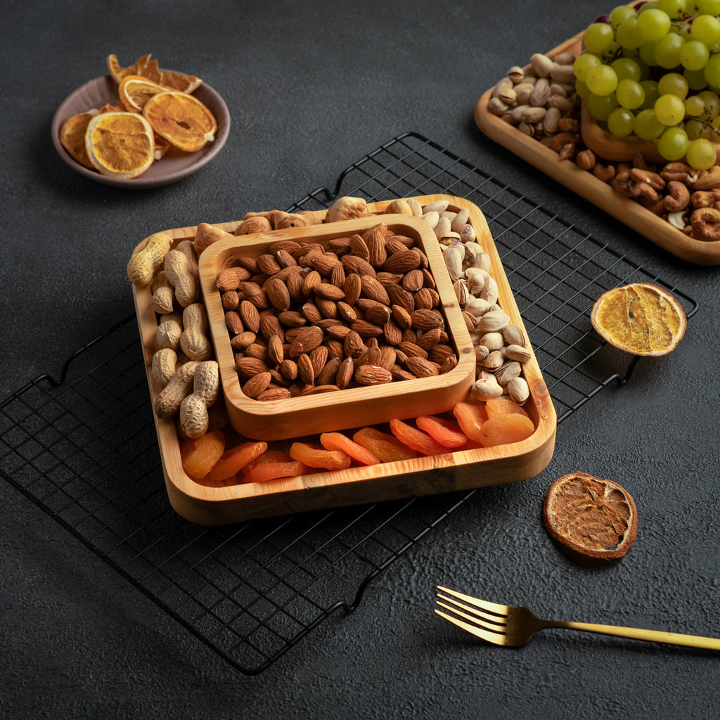 Hijazah Pistachio Snack Bowl Double Dish Holder Bowl Pedestal and Sunflower Seed Nut Bowl with Shell Storage