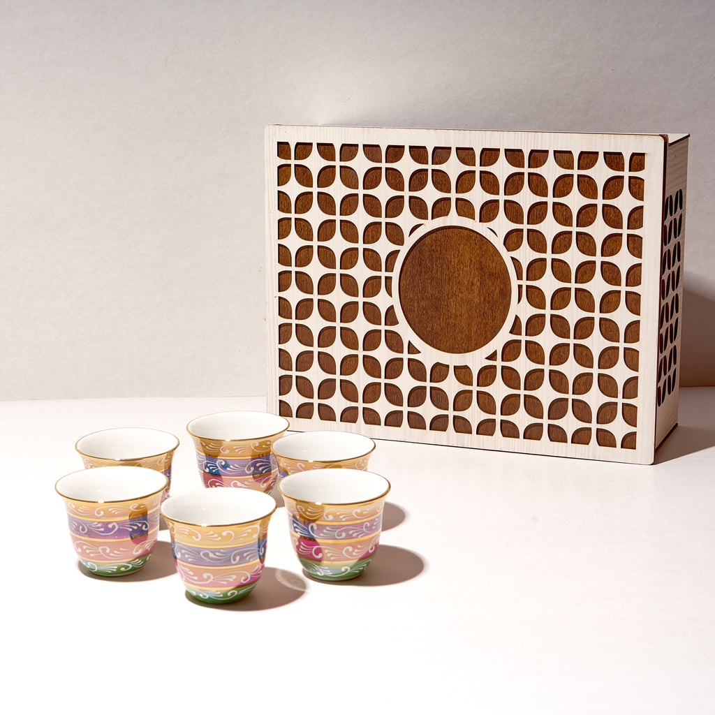 Espresso Turkish Arabica Coffee Cup Assorted Arabic colors max Coffee Cups Handcrafted Arabian Egyptian Turkish Coffee Cups set of 6