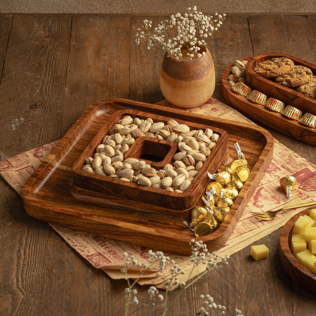 Hijazah Pistachio Snack Bowl Double Dish Holder Bowl Pedestal and Sunflower Seed Nut Bowl with Shell Storage