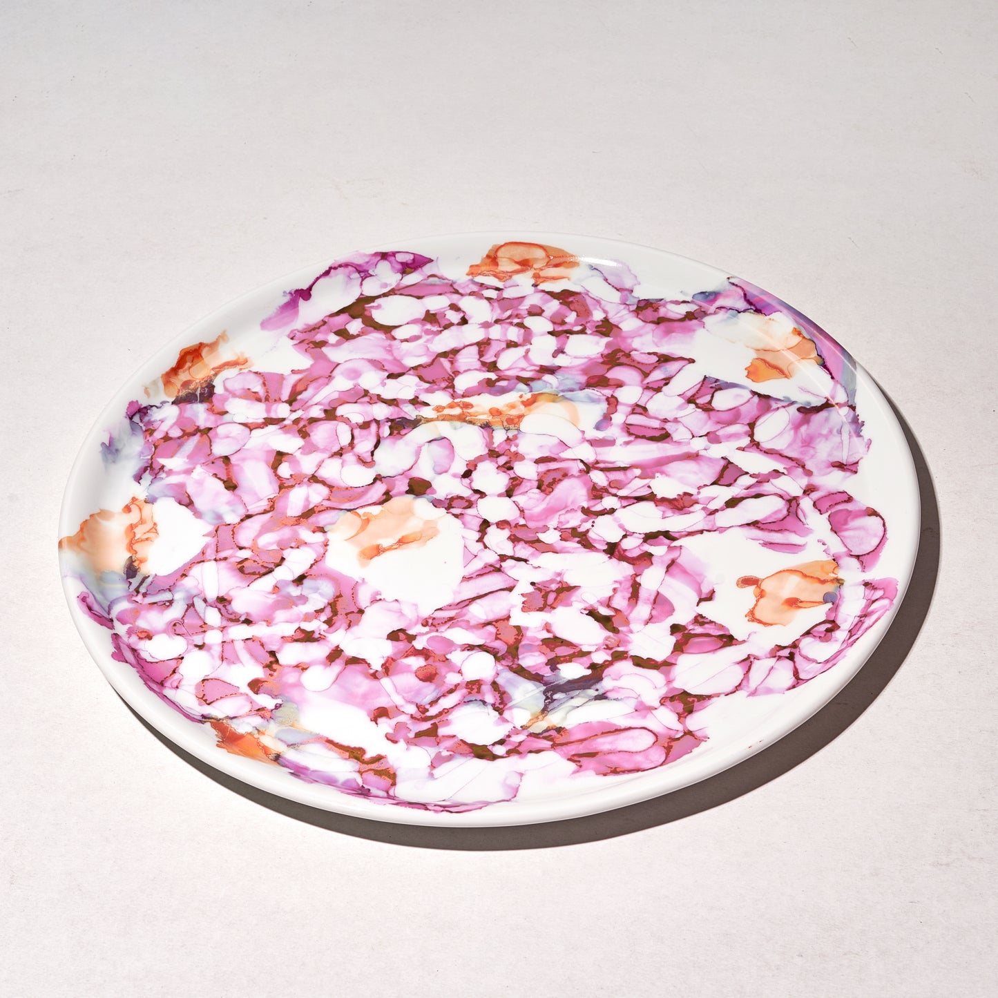 Round Tray, Orange Serving Tray with Handles, Modern Decorative Tray for Coffee Table, porcelain Ottoman Tray for coffee and tea
