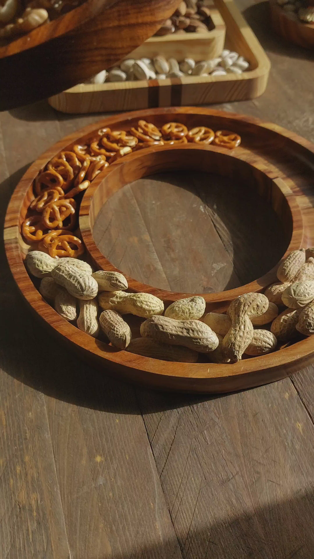 Hijazah Pistachio Snack Bowl Double Dish Holder Bowl Pedestal and Sunflower Seed Nut Bowl with Shell Storage