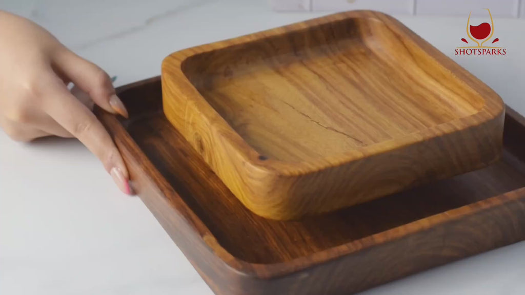 handmade Wooden pistachio snack Bowl double Dish Holder Nut Bowl Pedestal