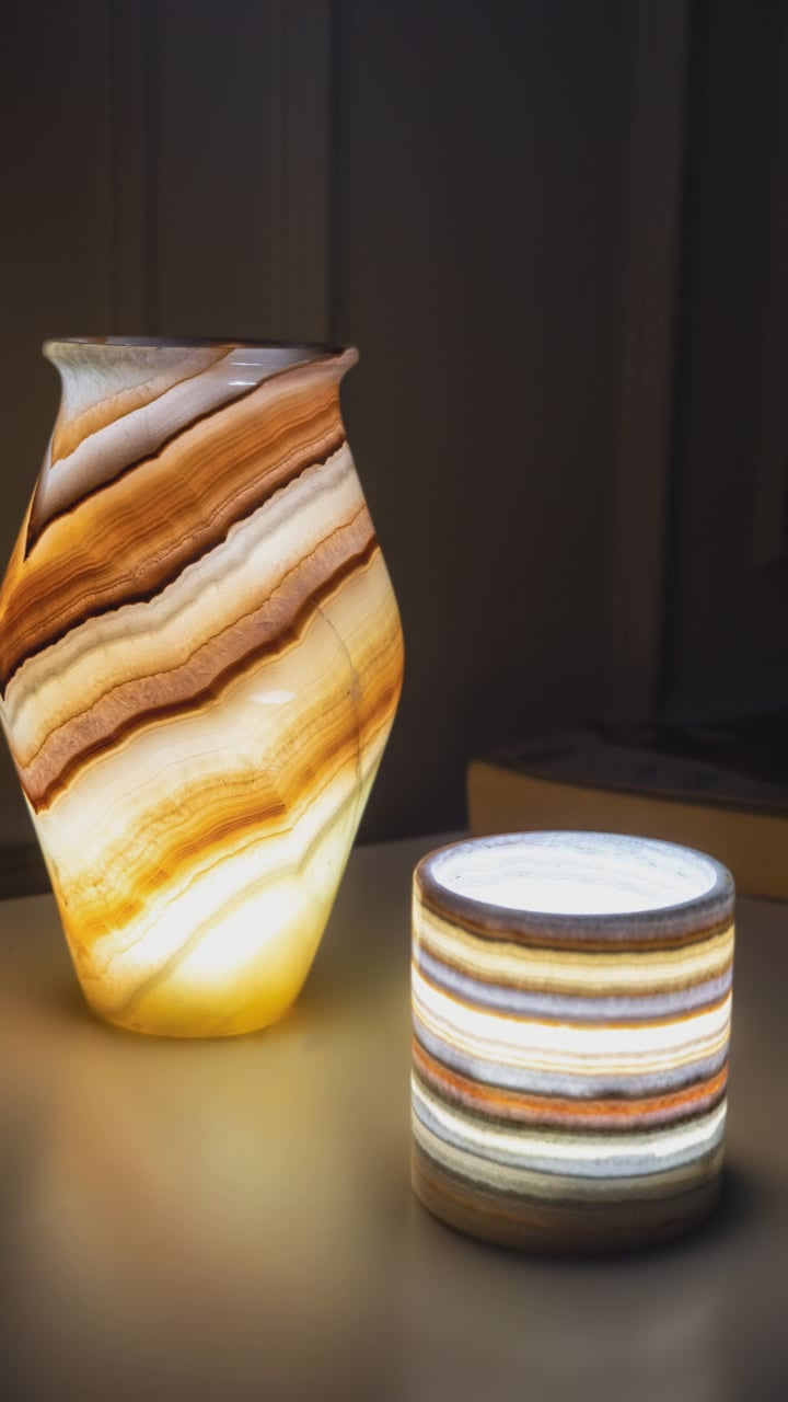 Unique Alabaster Vase - Alabaster Lamp  Floor Lamp Solid Piece of stone Alabaster Lamp Egyptian Alabaster