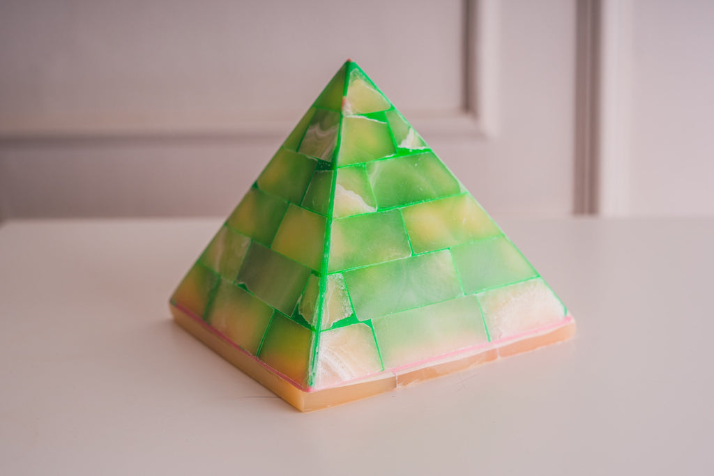 The great pyramids of Egypt Alabaster stone handmade Pyramid candle holder. Alabaster