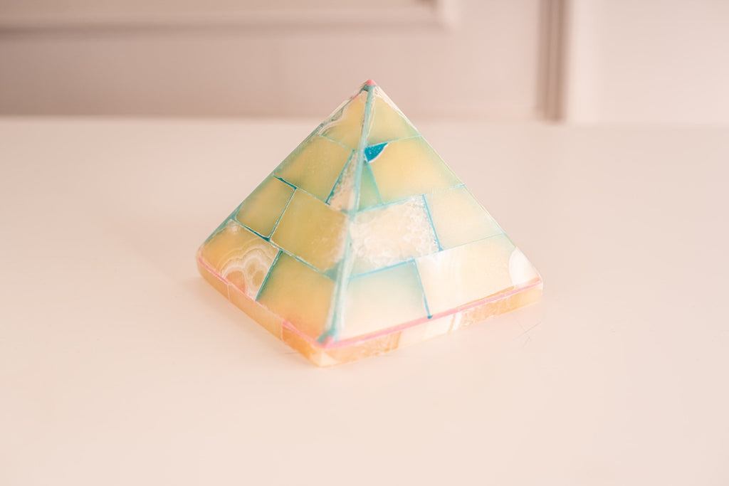 The great pyramids of Egypt Alabaster stone handmade Pyramid candle holder. Alabaster