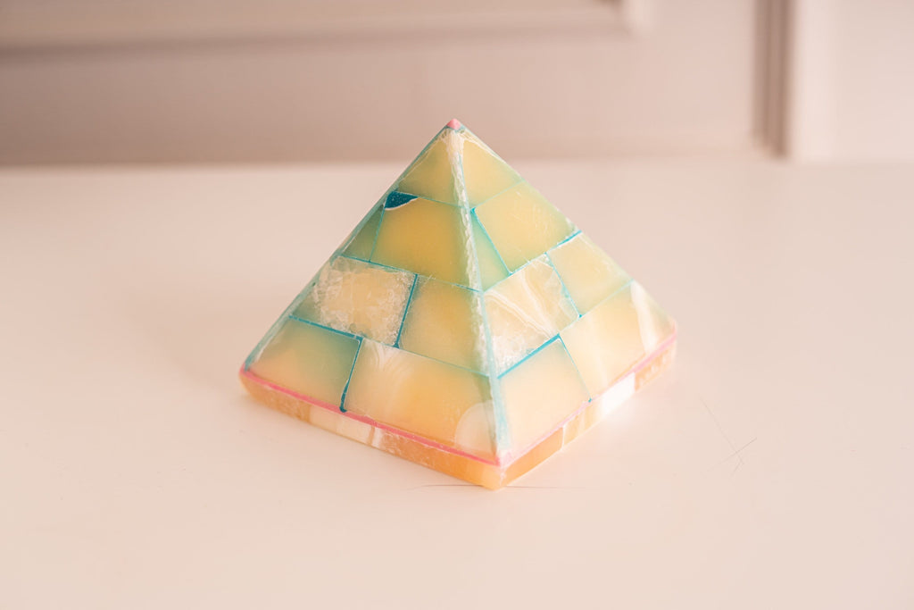 The great pyramids of Egypt Alabaster stone handmade Pyramid candle holder. Alabaster