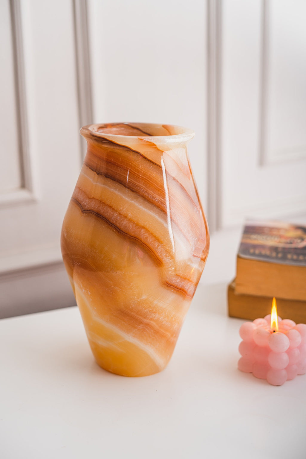 Unique Alabaster Vase - Alabaster Lamp  Floor Lamp Solid Piece of stone Alabaster Lamp Egyptian Alabaster