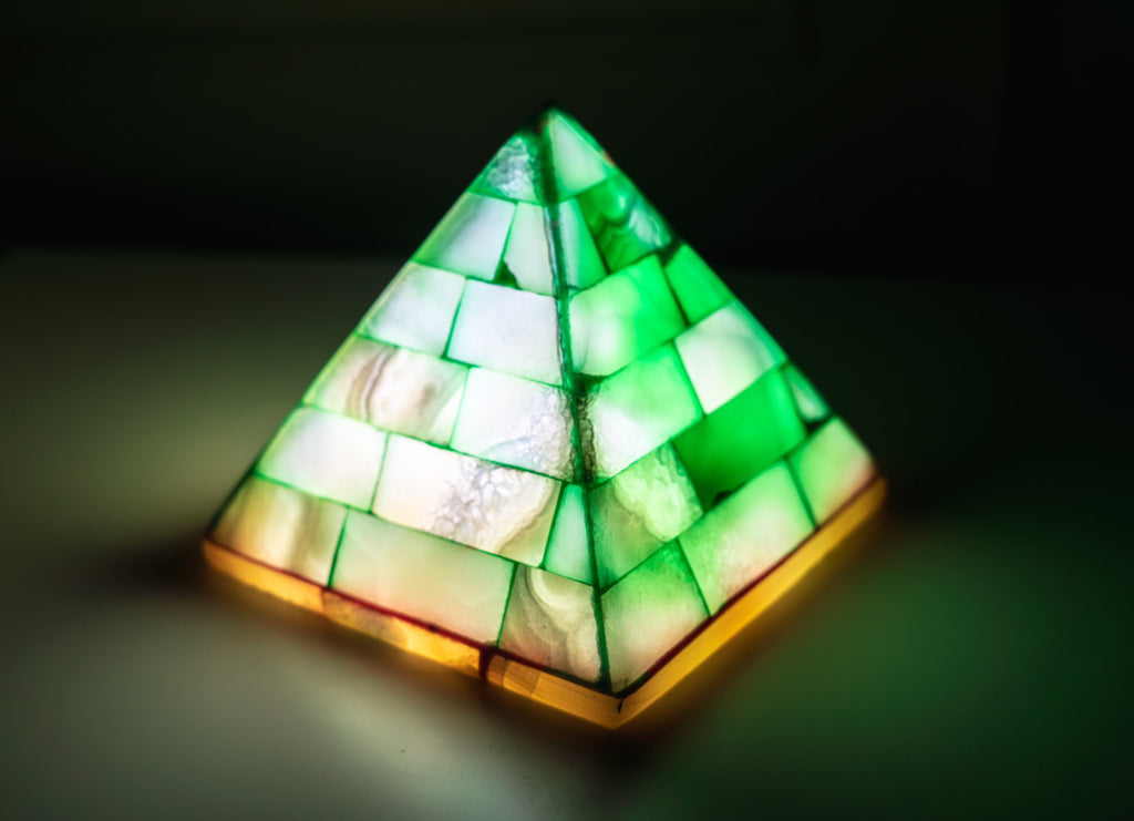 The great pyramids of Egypt Alabaster stone handmade Pyramid candle holder. Alabaster