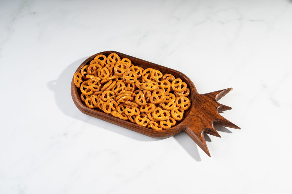 Vintage Pineapple Hand Carved Wooden Trinket Serving Dish, Wood Pineapple Bowl