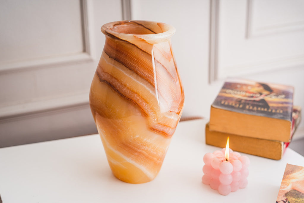 Unique Alabaster Vase - Alabaster Lamp  Floor Lamp Solid Piece of stone Alabaster Lamp Egyptian Alabaster